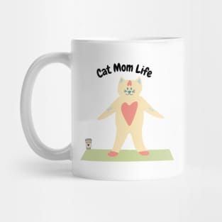 Cat Mom Life Coffee Yoga Lover Mom Gift Mug